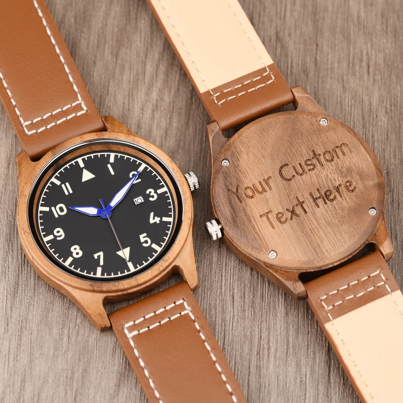 Men's Wood Watch, Personalized Watch, Casual Watch, Wooden Watch for Him, Birthday Gift, 5th Anniversary Gift, Custom Watch for Him