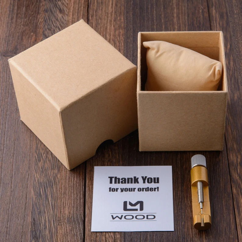 Men's Ebony Wood Watch, Leather Band, Personalized Engraved Gift