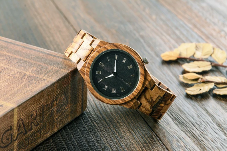 Wood Watch Engraved, Custom Watch for Men, Personalized Watches, 5th Anniversary Gift, Birthday Gift for Men, Wood Watch for Son