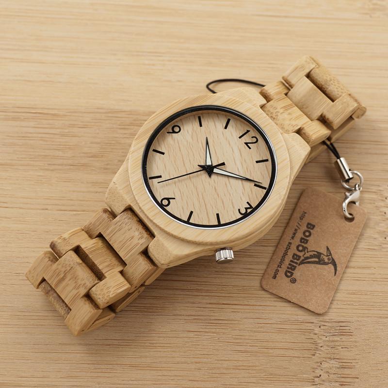GS-Luxury Bamboo Wooden Watch with Japanese Mechanism and Quartz Display