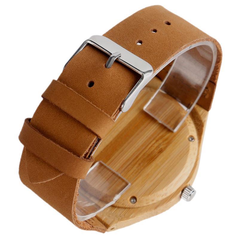 DQ-Clean Analog Luxury Wooden Watch with Genuine Leather Band